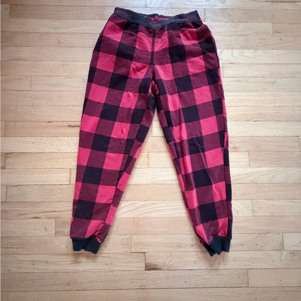 Calvin Klein red & black plaid joggers